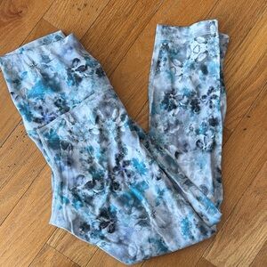lululemon athletica Teal Blue Gray Floral Print Leggings